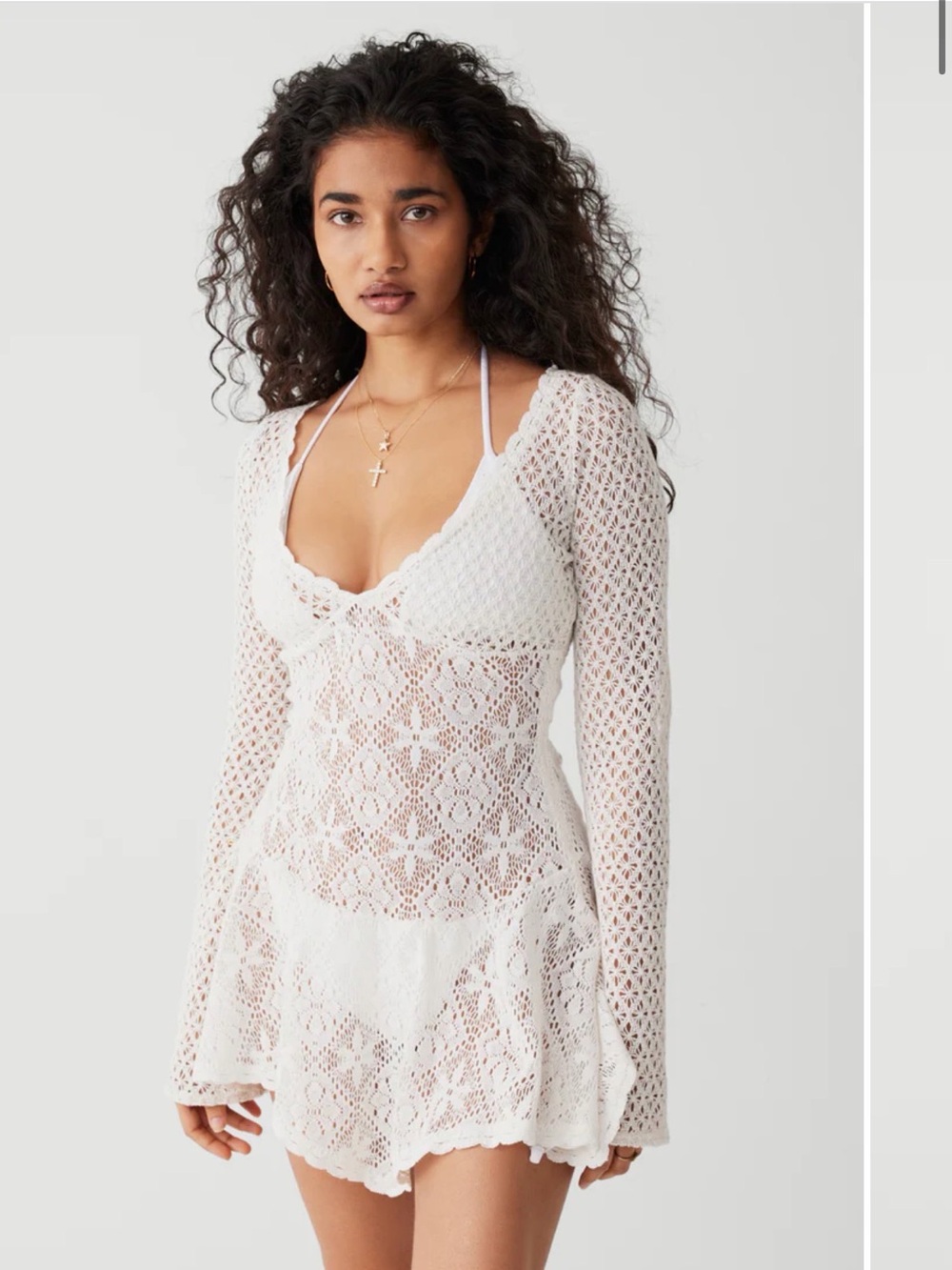 Frankie's Bikinis Ivory Crochet Lace Chemise